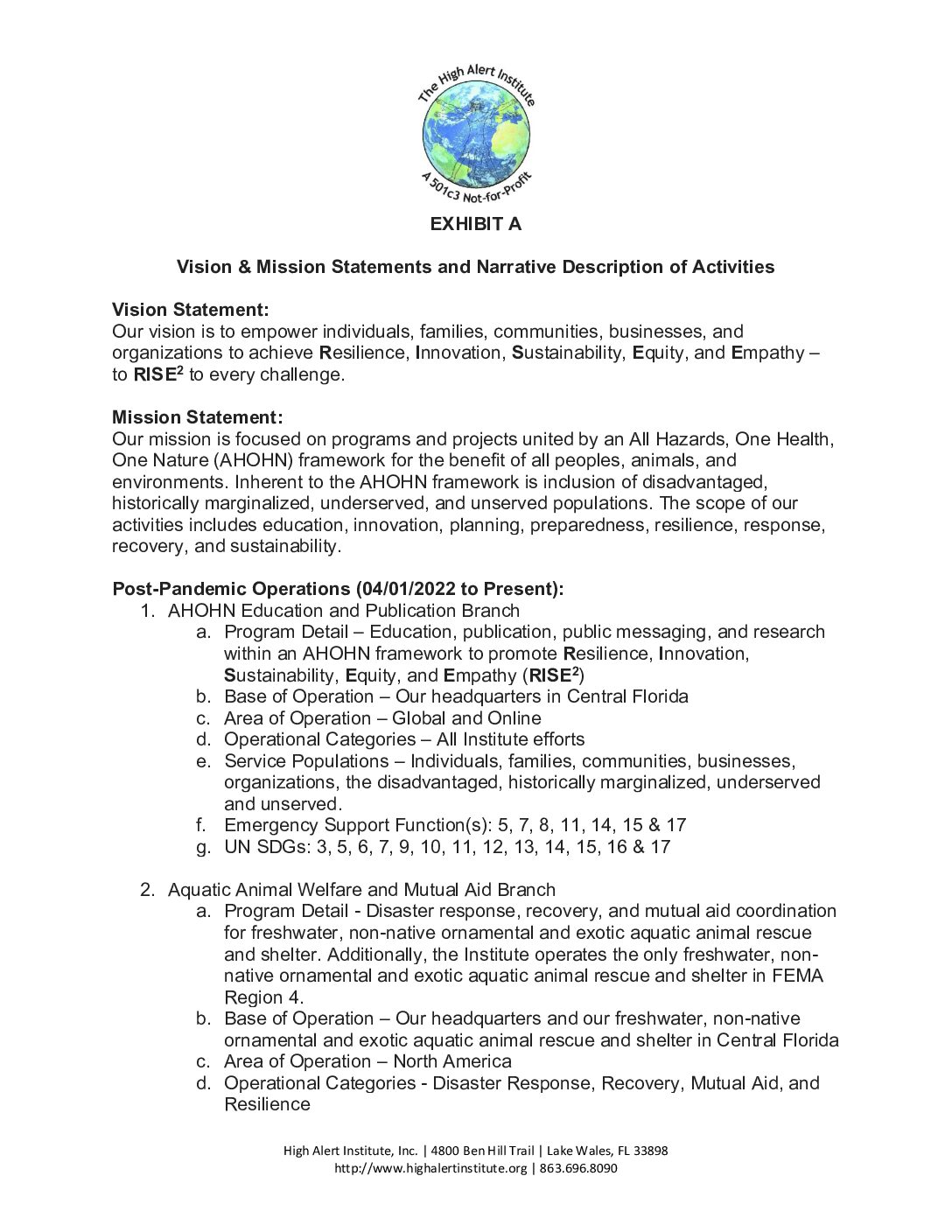 Exhibit A – Vision Mission and Narrative_Update22June2024-2359